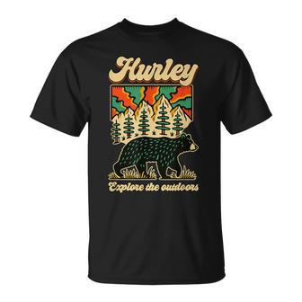 Hurley Virginia Outdoors Black Bear In The Mountains Retro T-Shirt | Mazezy