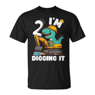 I'm 2 And Digging It 2Nd Birthday Cute Dinosaur Construction T-Shirt - Thegiftio UK
