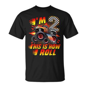 I'm 2 This Is How I Roll Monster Truck Car 2Nd Birthday Boys T-Shirt - Thegiftio UK