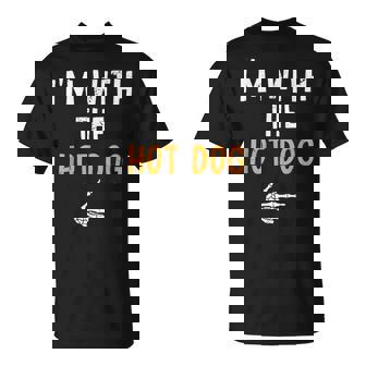 I'm With The Hot Dog Costume Halloween Matching Couple T-Shirt - Monsterry