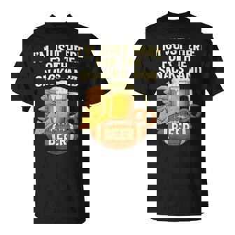 I'm Just Here For The Snacks And Beer Football T-Shirt - Monsterry