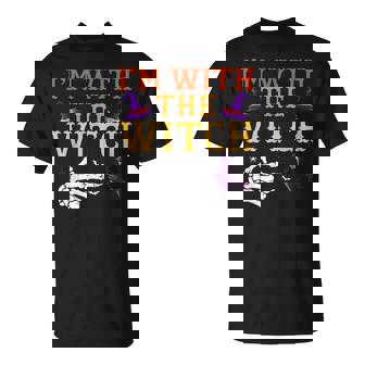 I'm With The Witch Couple Costume Halloween T-Shirt - Monsterry