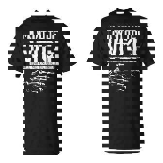 I'm With The Witch Halloween Couple Costume Party Wear T-Shirt | Mazezy