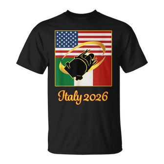 Italy 2026 Bobsled 2026 Usa Italy Flags Winter Sports T-Shirt - Monsterry