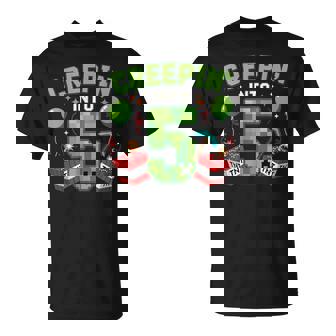 It's My 5Th Birthday Boy Gamer Creepin’ Into 5 Gamer Pixel T-Shirt | Seseable UK