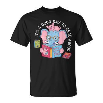 Its A Good Day To Read A Book Cute Elephant And Pig Edition T-Shirt - Monsterry