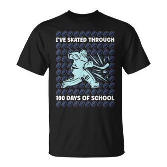 I've Skated Through 100 Days Of School Ice Hockey 100Th Day T-Shirt - Thegiftio UK