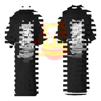 Japan Cat Eating Ramen Noodle – Kawaii Anime Style T-Shirt | Seseable FR