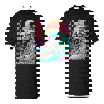 Japanese German Shepherd Surfing Wave Great Wave Japan T-Shirt | Mazezy