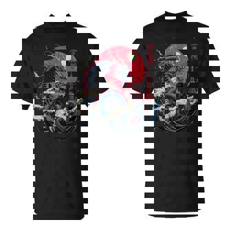 Japanese Rising Dragon Great Wave Kanagawa Kanji Dragon T-Shirt - Thegiftio