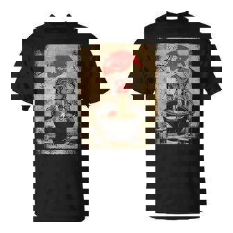 Japanese Woodblock Graphic Macaque Eating Ramen Monkey Lover T-Shirt - Monsterry