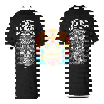 Jefa Día De Los Muertos Mexicougarkull Rockera Manga Larga Camiseta unisex - Regaloses