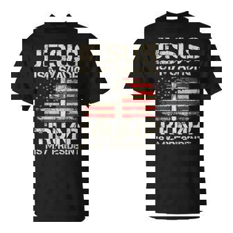 Jesus Is My Savior Trump Is My President Trump 2024 Usa Flag T-Shirt - Monsterry