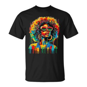 Junenth Black Queen Afro African Melanin Dripping T-Shirt - Thegiftio