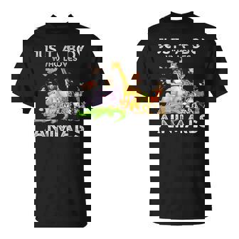 Just A Boy Who Loves Animals Wild Cute Zoo Animals Boys T-Shirt - Thegiftio