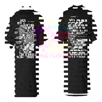 Just A Girl Who Loves Anime And Sketching Otaku Anime T-Shirt | Mazezy