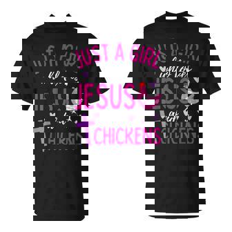 Just A Girl Who Loves Jesus And Chickens Christian Cute T-Shirt | Mazezy