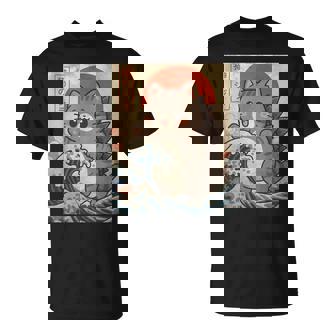 Kaiju Kitty Giant Monster Wave Cute Cozy Cat Graphic Parody T-Shirt | Seseable FR