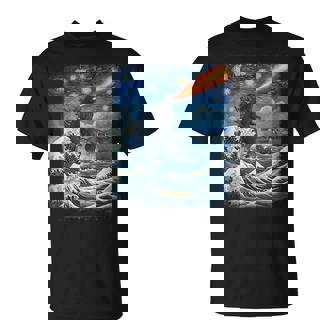 Kaiju Monster Japanese Vangogh Starrynight Wave Vintage T-Shirt - Thegiftio