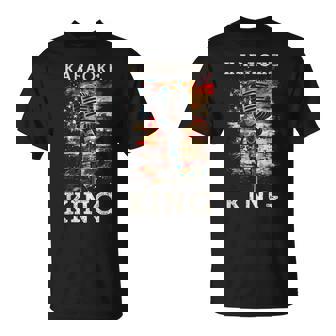 Karaoke King Singer Vintage Microphone Us Flag Singing T-Shirt - Thegiftio