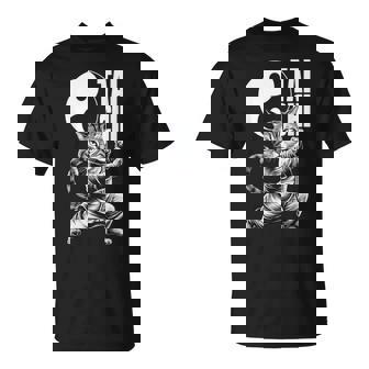 Kawaii Cat Demonstrating Tai Chi Martial Arts Yin & Yang Small Black T-Shirt - Thegiftio