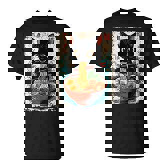 Kawaii Cat Eating Ramen Anime Japanese Noodles Cat Lover T-Shirt | Seseable CA