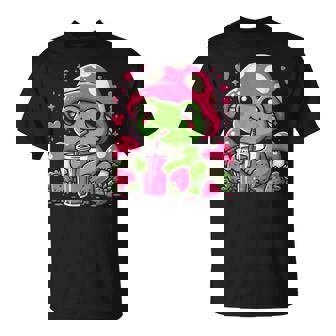 Kawaii Frog & Mushroom Strawberry Lover T-Shirt - Thegiftio