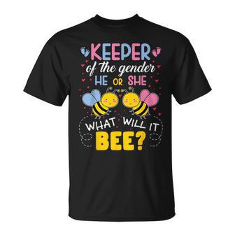 Keeper Of Gender He Or She What Will It Bee Gender Reveal T-Shirt - Thegiftio UK