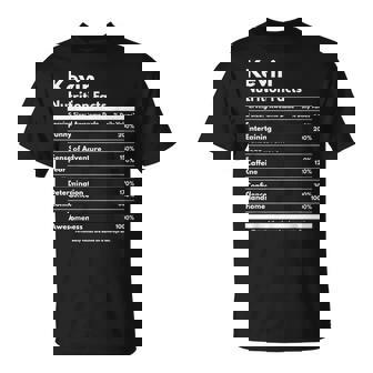Kevin Nutrition Facts Personalized Name Kevin T-Shirt | Mazezy