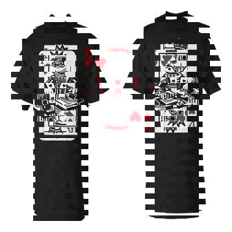 King Card Hearts Clubbing Disco Techno Outfit DJ King Card T-Shirt | Mazezy