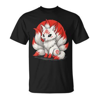 Kitsune Rieur Japonais Renard À Neuf Queues Anime Manga T-Shirt - Cadeauxyz