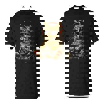 Kitten Cat Playing Video Games Vintage Cat Gaming T-Shirt | Seseable CA