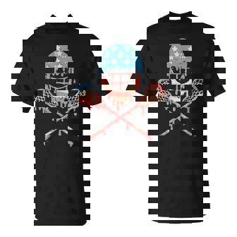 Lacrosse American Flag Drip Helmet Lax Sticks Ice Cream T-Shirt - Monsterry