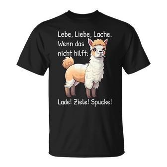 Lamapruch Alpaka Lama Lebe Liebe Lachepruch Llama T-Shirt - Geschenkecke