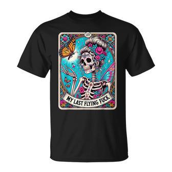 My Last Flying Sayings Skeleton Retro 70S Tarot Card T-Shirt - Thegiftio UK