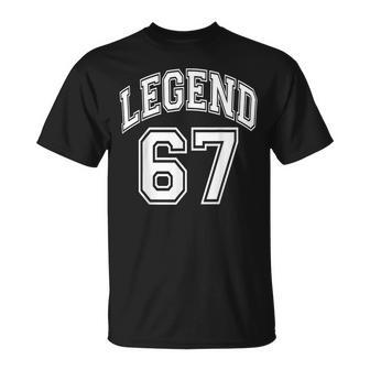 Legend 67 Number Varsity Team 67Th Birthday & 67 Years Old T-Shirt - Thegiftio UK