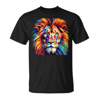 Leone Animaletampa Arte Amante Degli Animali Colorato Leone Maglietta - Novitaregali