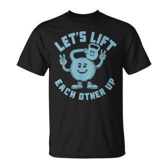 Let's Lift Each Other Up Kettlebell Peace Sign Gym Positive T-Shirt - Thegiftio UK