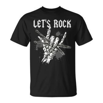 Let's Rock And Roll Rockero Manos Esqueléticas De Rock In Mangas Camiseta unisex - Regaloses