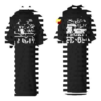 Let's Roll Caravan Camping Trailer Mountains Camper T-Shirt | Mazezy