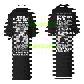 Level 6 Unlocked Awesome Since 2020 6Th Birthday Gaming Boys T-Shirt - Monsterry