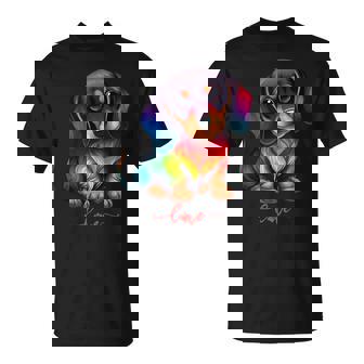 Lindo Dachshund Perroalchichaienesa Madre Papá Colorido Camiseta unisex - Regaloses