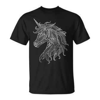 Lindos Unicornios Con Diseño De Mandala Y Unicornios A Juego Con La Manga Larga Camiseta unisex - Regaloses