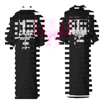 Lolli Floral Toile Pink Water Color Coquette Bow T-Shirt - Monsterry