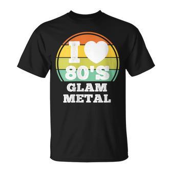 I Love 80S Glam Metal Music Costume De Concert Pour Fête Des Années 80 T-Shirt - Cadeauxyz