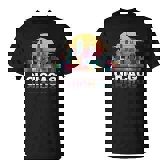 I Love Chicago Skyline Chicago City Tie Dye Chicago T-Shirt - Thegiftio