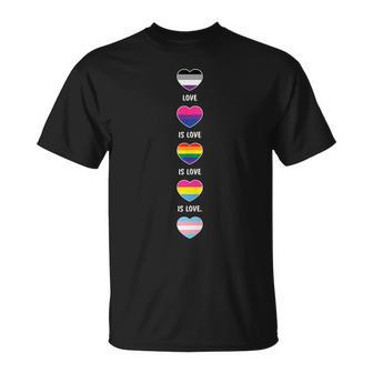 Love Is Love Gay Lesbiana Biexual Corazón Lgbt Banderas Orgullo In Mangas Camiseta unisex - Regaloses