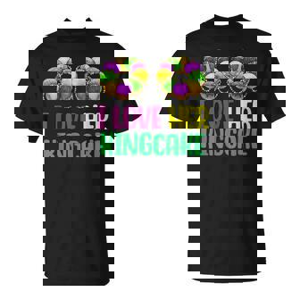 I Love Her Kingcake Mardi Gras Matching Couple Boyfriend T-Shirt - Thegiftio