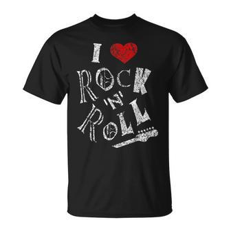 Love Rock N Roll Musik Gitarre Liebe Herzintage Rockn Roll T-Shirt - Geschenkecke