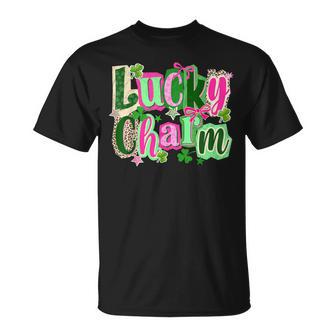 Lucky Charm Girly St Patrick Rainbow Clover Gold Pot Hearts T-Shirt | Mazezy